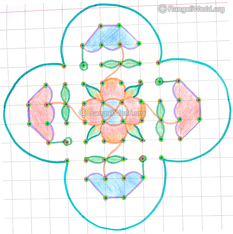Flower plant kolam may8 2015 with dots