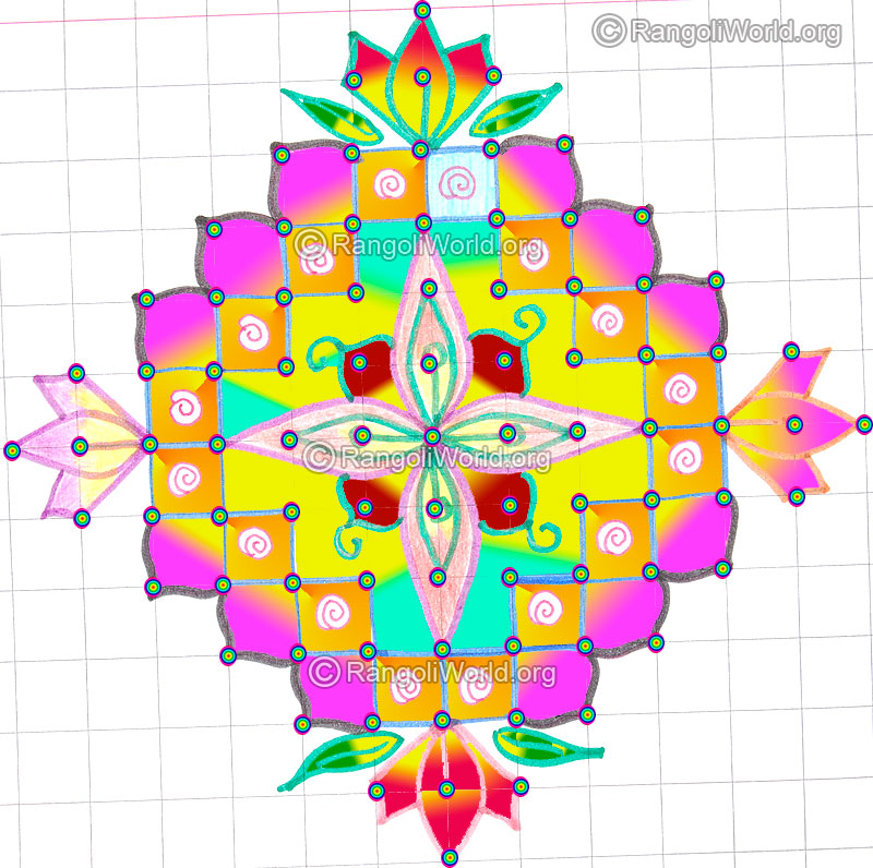Lotus flower pooja room kolam may8 2015 with dots