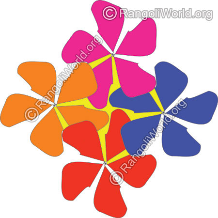 Colorful flowers connected rangoli jan13