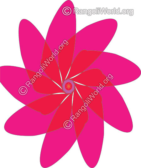 Magenta and red flower daily pooja rangoli