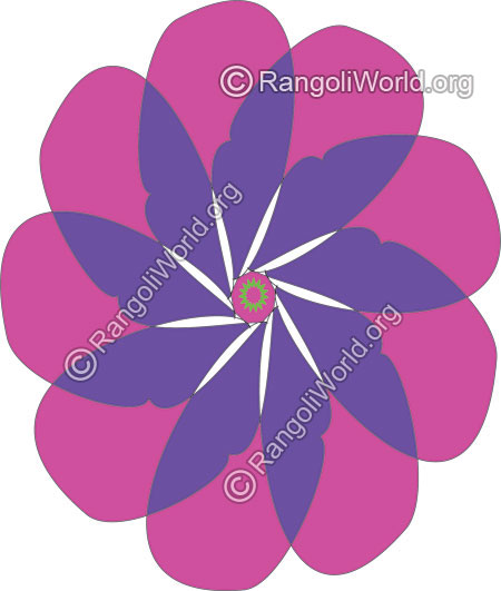 Purple and blue flower easy rangoli