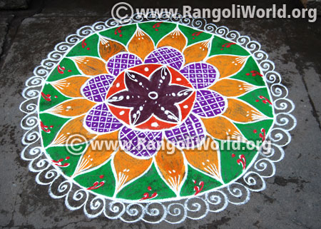 Freehand rangoli design for diwali festival 2016