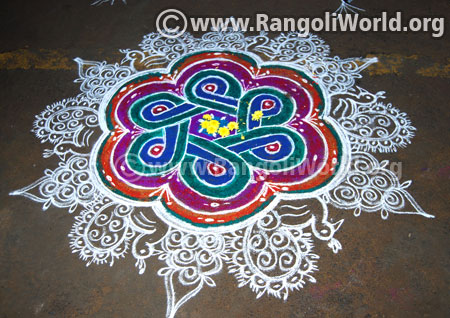 Latest flower rangoli design for diwali festival 2016
