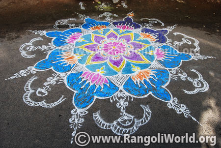 Lotus flower freehand rangoli for diwali festival oct 2016