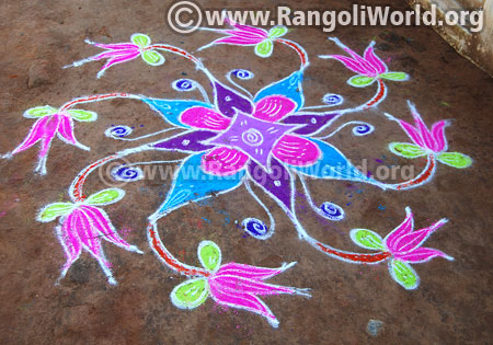 simple lotus flower rangoli for diwali 2016