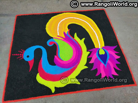 Colourful freehand street rangoli design 2019
