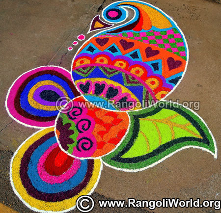 Rainbow birds rangoli design 2019