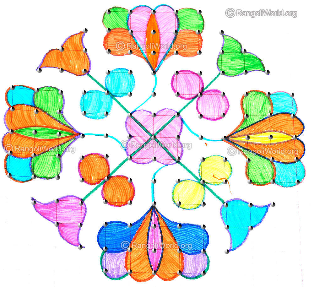 Beautiful blooming flowers kolam aug14 2015 with dots