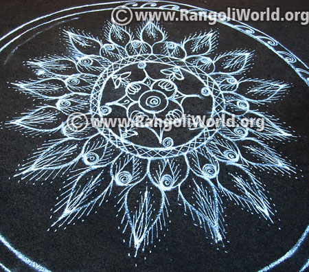 Ganesh chaturthi deepam flower rangoli design 8 september 2015