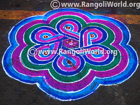 Ganesh chaturthi flower rangoli design 5 september 2015