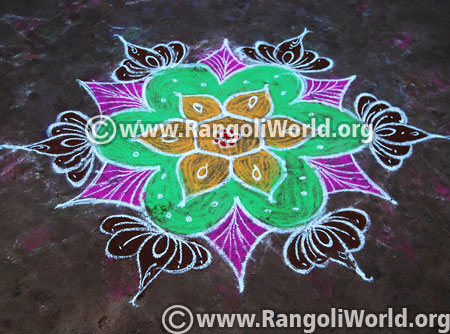 Ganesh chaturthi lotus flower rangoli design 2 september 2015