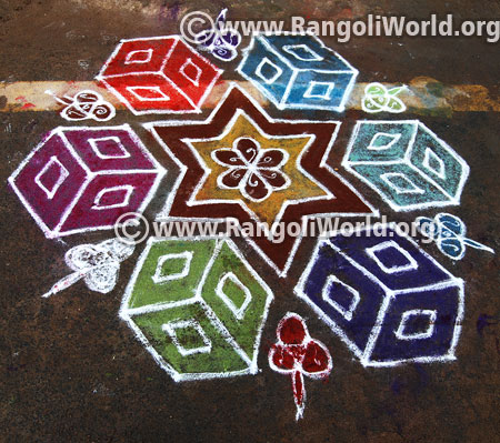 Ganesh chaturthi star rangoli design 6 september 2015
