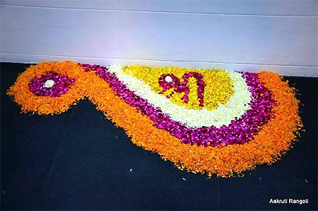 Border freehand flower decoration rangoli for onam 2015