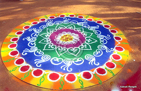 Colorful freehand rangoli for holi festival 2015