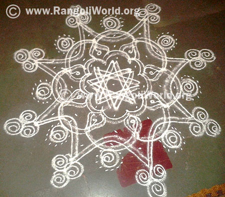 Double Stroke freehand rangoli-Guest contribution