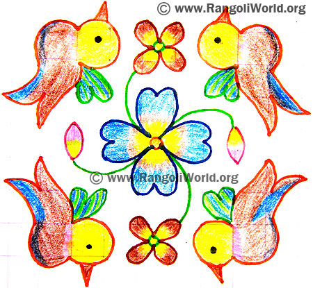 Birds Flower Kolam
