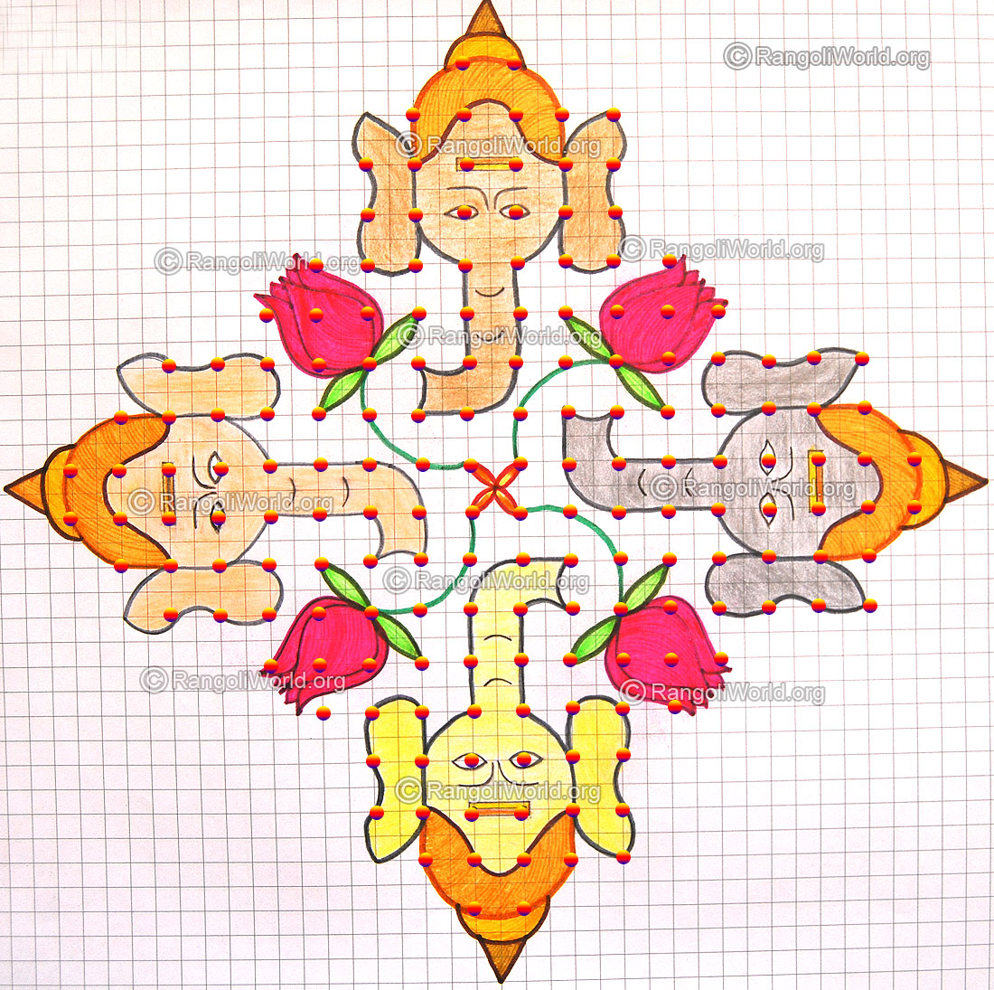 Vinayagar chaturthi kolam with dots