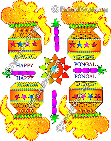 Happy pongal rangoli with kundan stone decoration