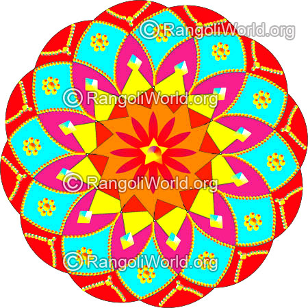 Kundan stone flower and jewelry design rangoli