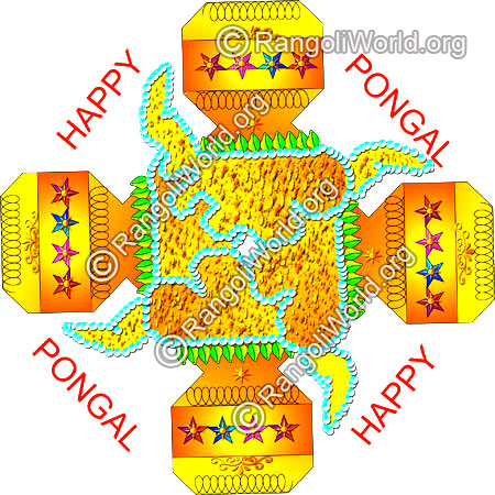 Pongal kolam design with pongal greetings