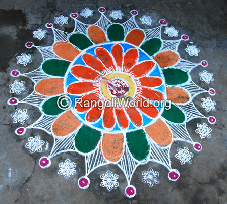 Big beautiful pooja rangoli for festivals mar