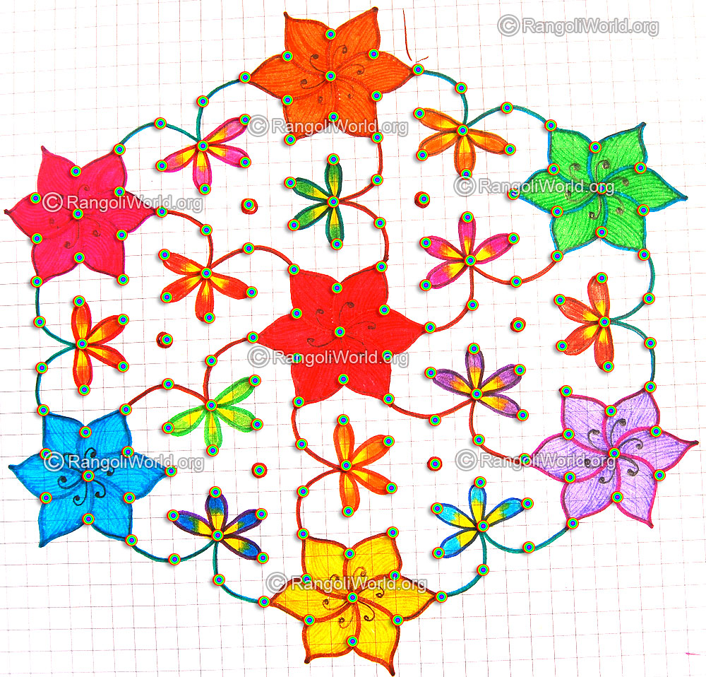 Margali Flower kolam may13 with dots