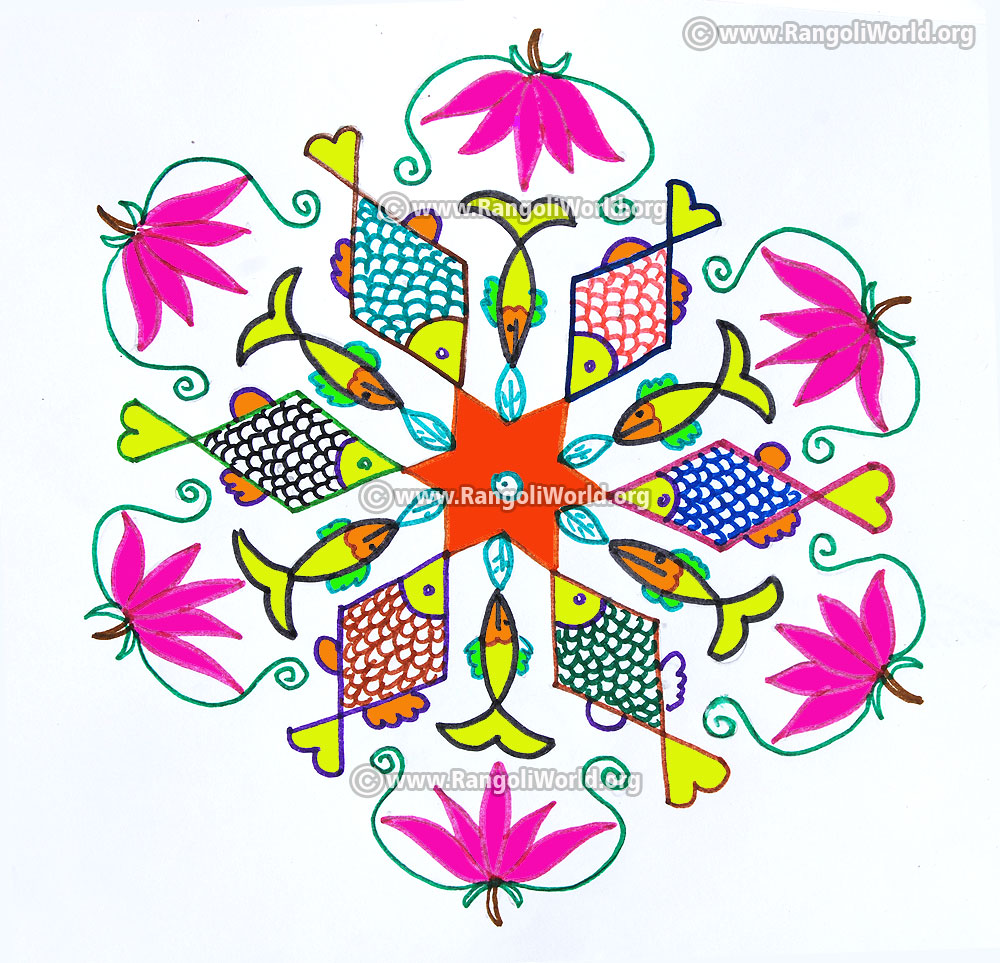 Lotus and fish kolam jan 2017