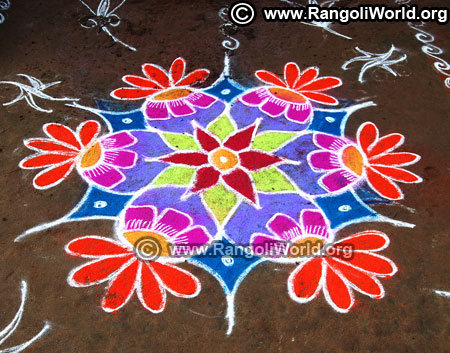 Flower freehand rangoli design new year 2019