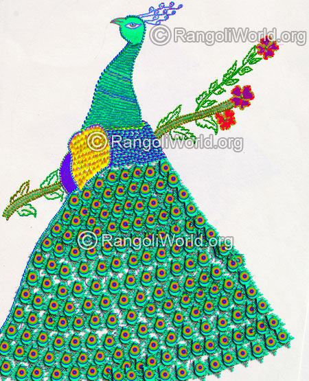 Latest peacock rangoli design 2016