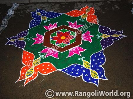 Butterfly lotus flower rangoli for pongal festival 2016