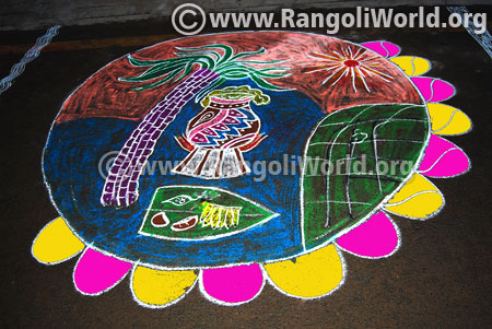 Pongal festival celebration rangoli 2016 latest design