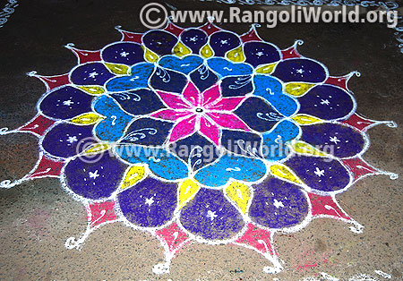 Star flower freehand rangoli for pongal festival 2016 latest design