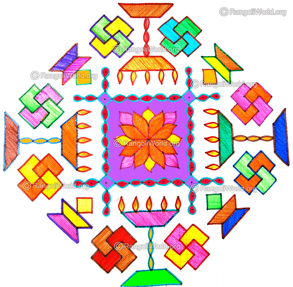 Kuthu vilakku,karthigai deepam & swastik kolam