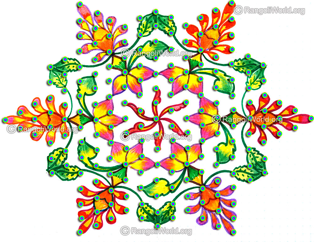 Lotus kolam 2016 with dots