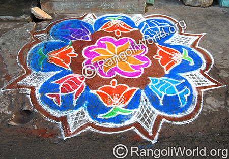 Fish and Flower Rangoli Kolam