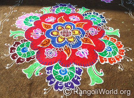 peacock and lotus Rangoli