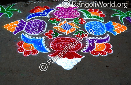 Pongal with sweets & flowers rangoli jan2015