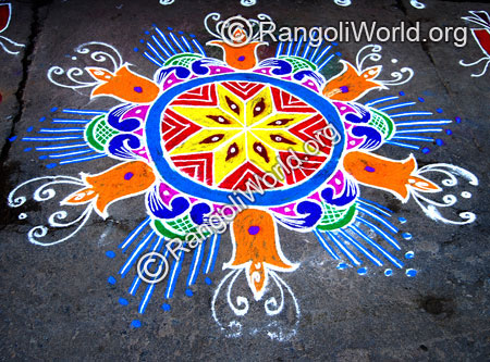 Stars flowers rangoli pongal festival jan2015
