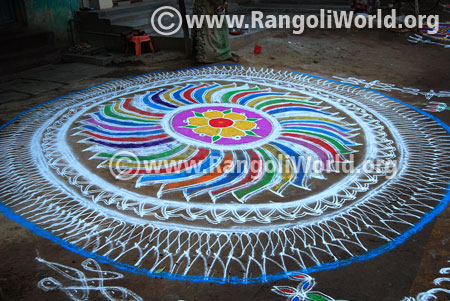 Big freehand rangoli for pongal festival 2017