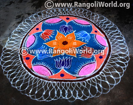 Lotus flower freehand rangoli design 2017