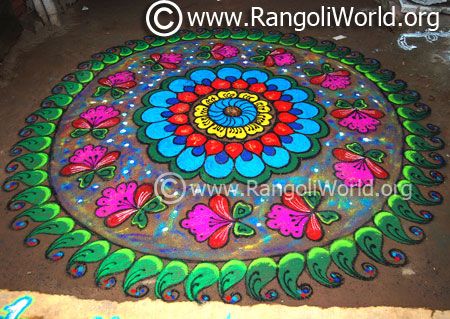 Flower freehand rangoli design pongal festival 2018