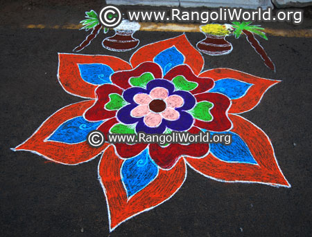 Flower pongal rangoli design 2018