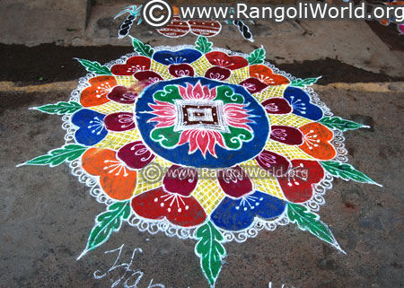 Lotus flower freehand rangoli design pongal 2018