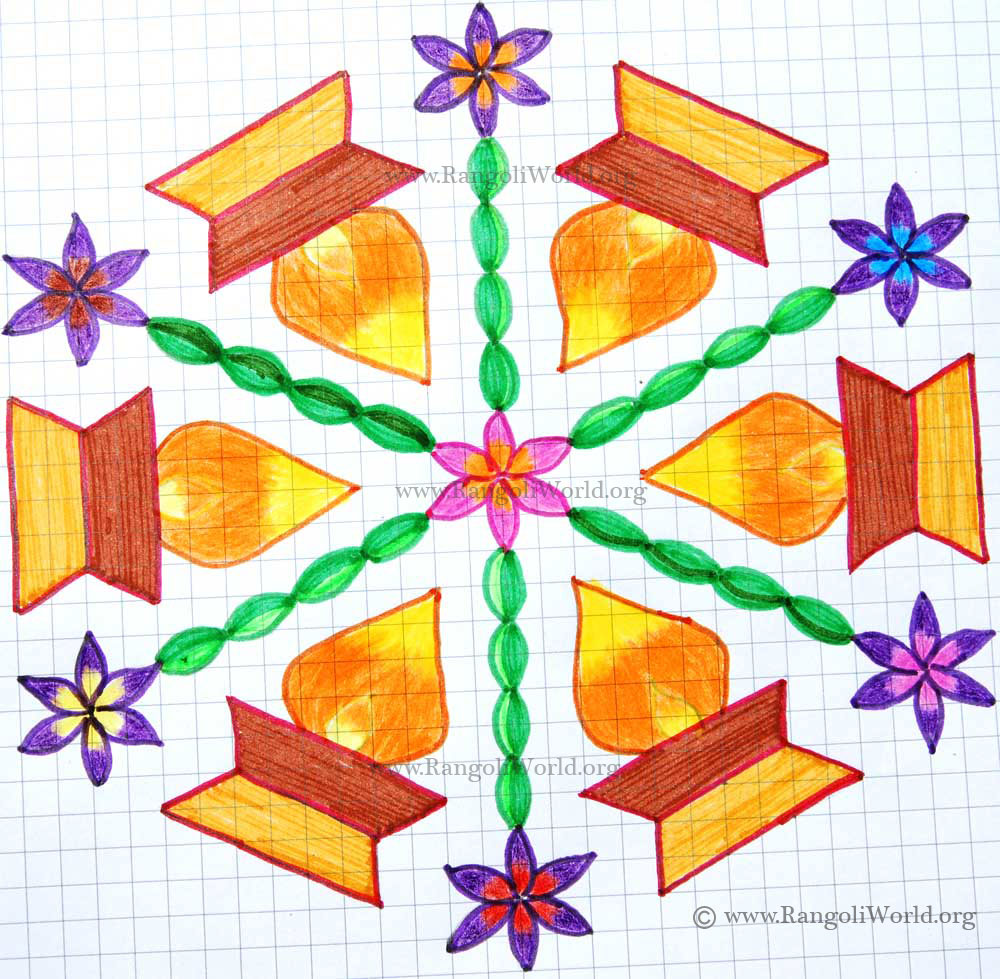 Karthigai Deepam Flowers Kolam