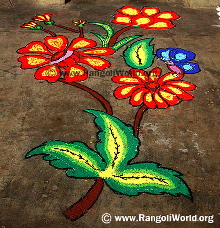 Flower Butterfly Rangoli