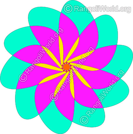 Simple pink flower rangoli jan10