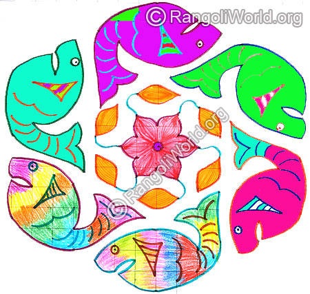 Colorful fish kolam april14 2015