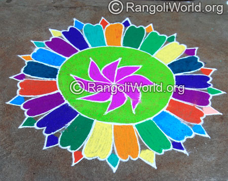 Flower petals freehand rangoli aug2014