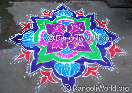 Freehand rangoli with flowers aug2014