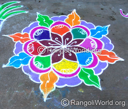 Leaf freehand rangoli aug2014